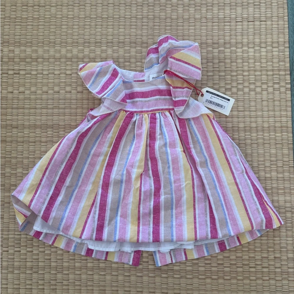 Mayoral Pink and Yellow Striped Kids Dress - Picture 1 of 4